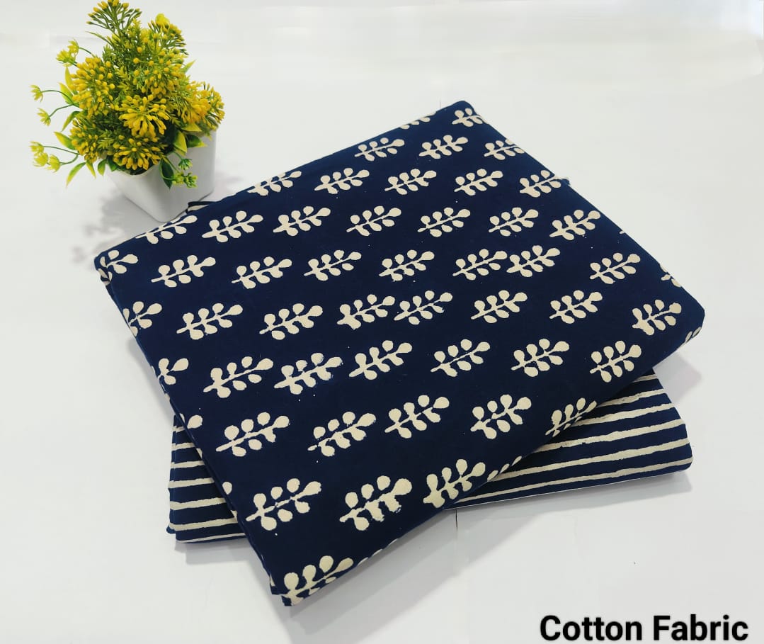 pure cotton handblock printed top bottom set (2.5 Mtr Top & 2.5 Mtr Bottom) - 49