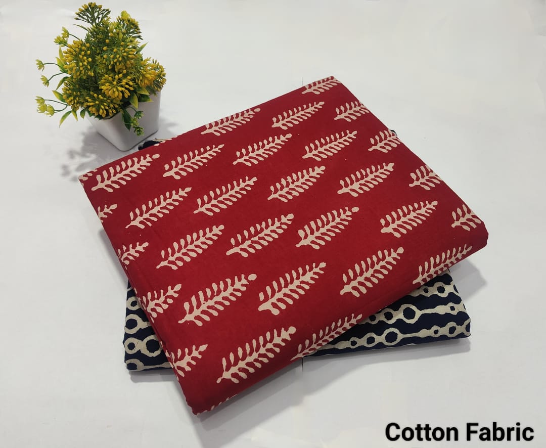 pure cotton handblock printed top bottom set (2.5 Mtr Top & 2.5 Mtr Bottom) - 57