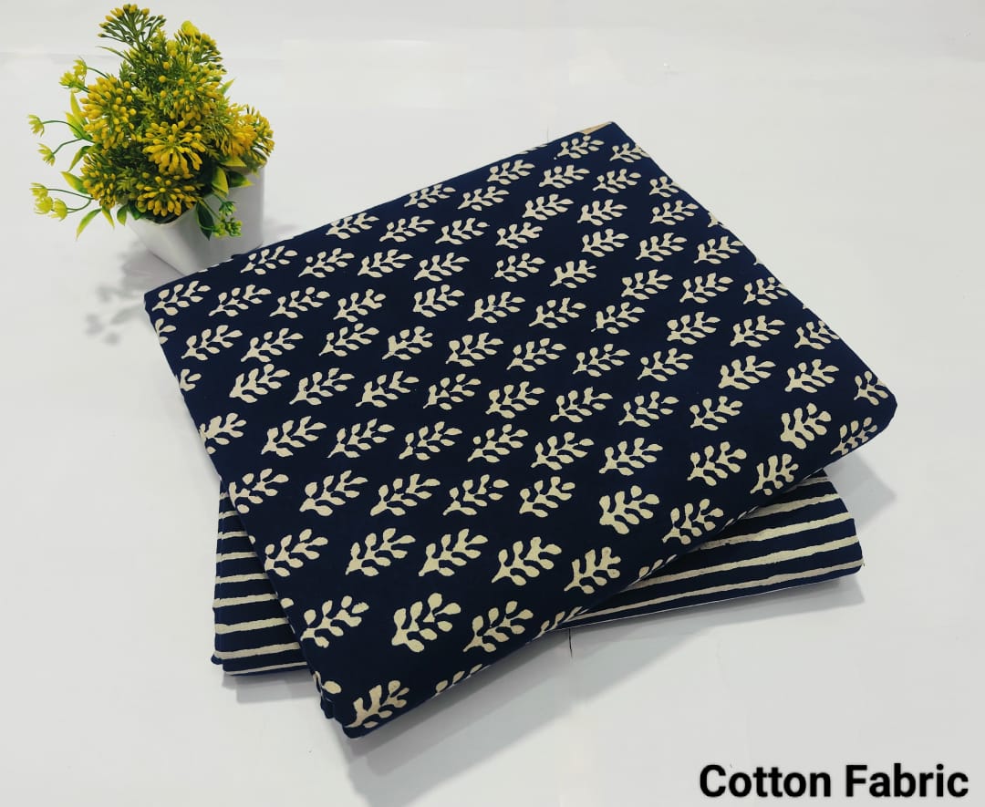 pure cotton handblock printed top bottom set (2.5 Mtr Top & 2.5 Mtr Bottom) - 41