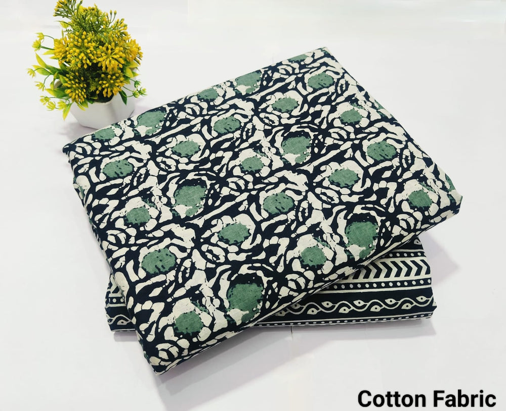 pure cotton handblock printed top bottom set (2.5 Mtr Top & 2.5 Mtr Bottom) - 67