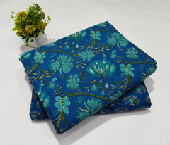 pure cotton handblock printed top bottom set (2.5 Mtr Top & 2.5 Mtr Bottom) - 78