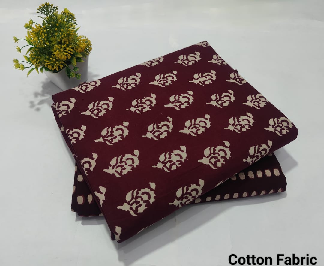 pure cotton handblock printed top bottom set (2.5 Mtr Top & 2.5 Mtr Bottom) - 50