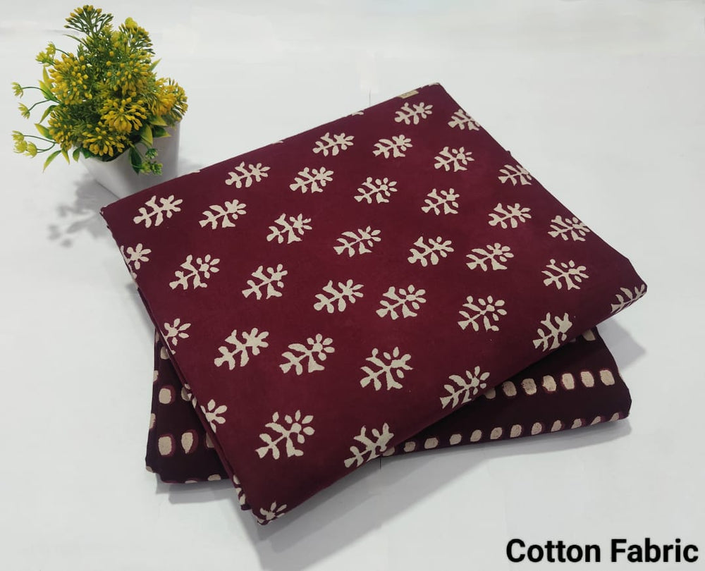pure cotton handblock printed top bottom set (2.5 Mtr Top & 2.5 Mtr Bottom) - 55