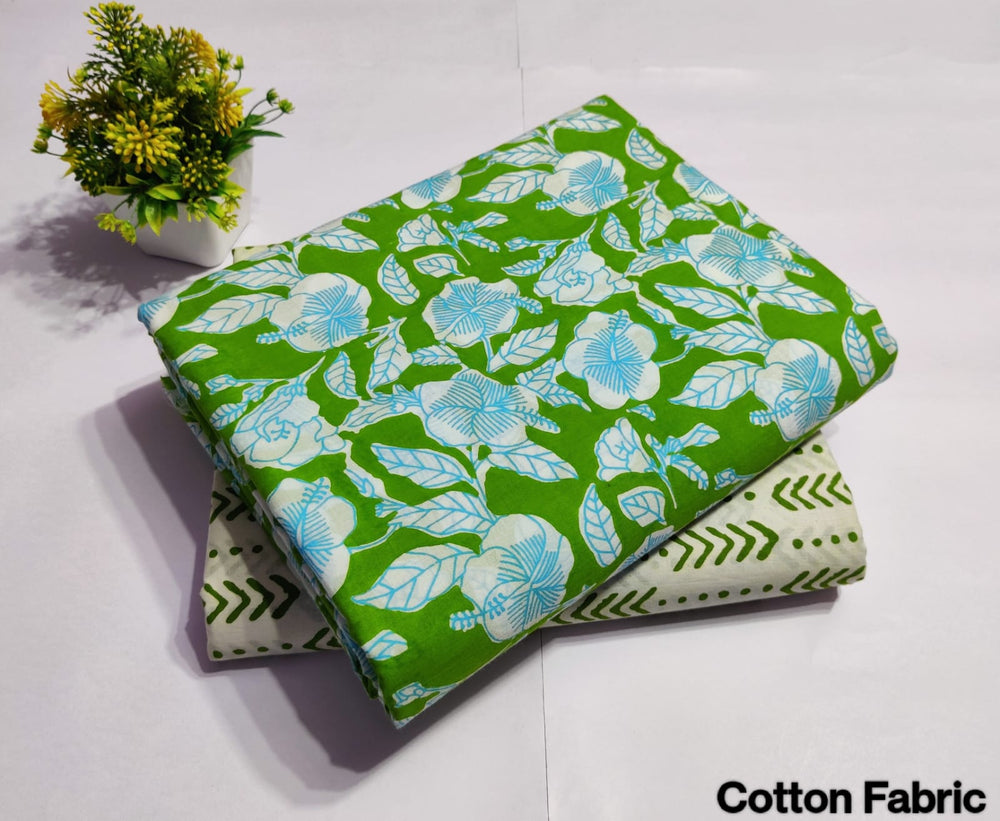 pure cotton handblock printed top bottom set (2.5 Mtr Top & 2.5 Mtr Bottom) - 73