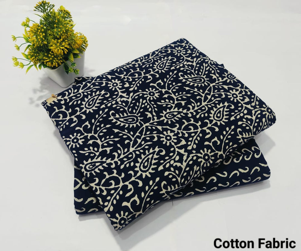 pure cotton handblock printed top bottom set (2.5 Mtr Top & 2.5 Mtr Bottom) - 46