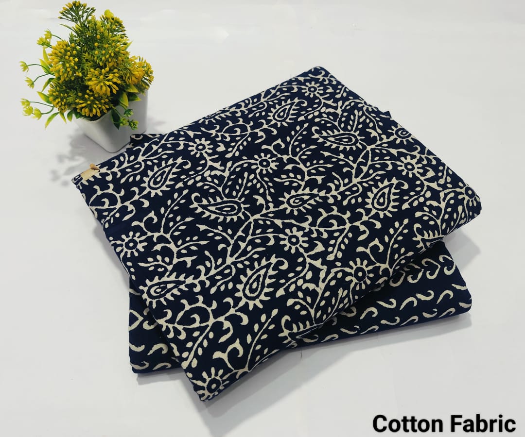 pure cotton handblock printed top bottom set (2.5 Mtr Top & 2.5 Mtr Bottom) - 46