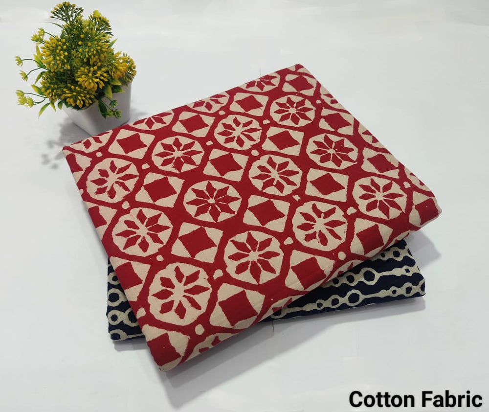 pure cotton handblock printed top bottom set (2.5 Mtr Top & 2.5 Mtr Bottom) - 40