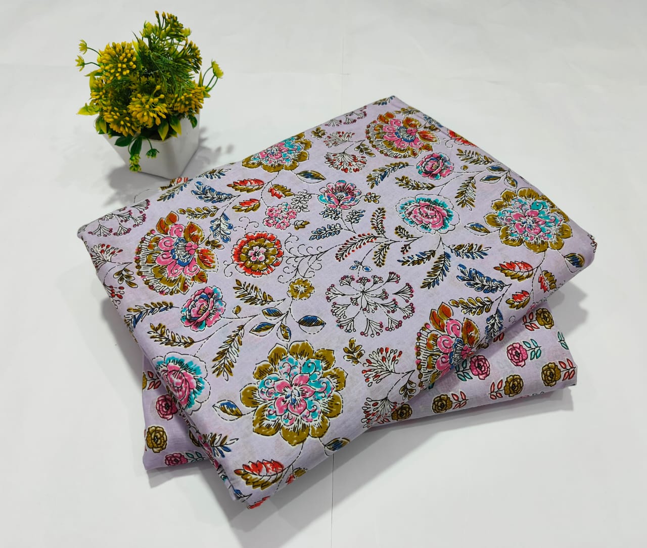 pure cotton handblock printed top bottom set (2.5 Mtr Top & 2.5 Mtr Bottom) - 86