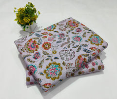 pure cotton handblock printed top bottom set (2.5 Mtr Top & 2.5 Mtr Bottom) - 86