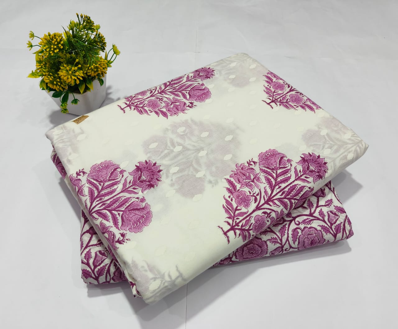 pure cotton handblock printed top bottom set (2.5 Mtr Top & 2.5 Mtr Bottom) - 82