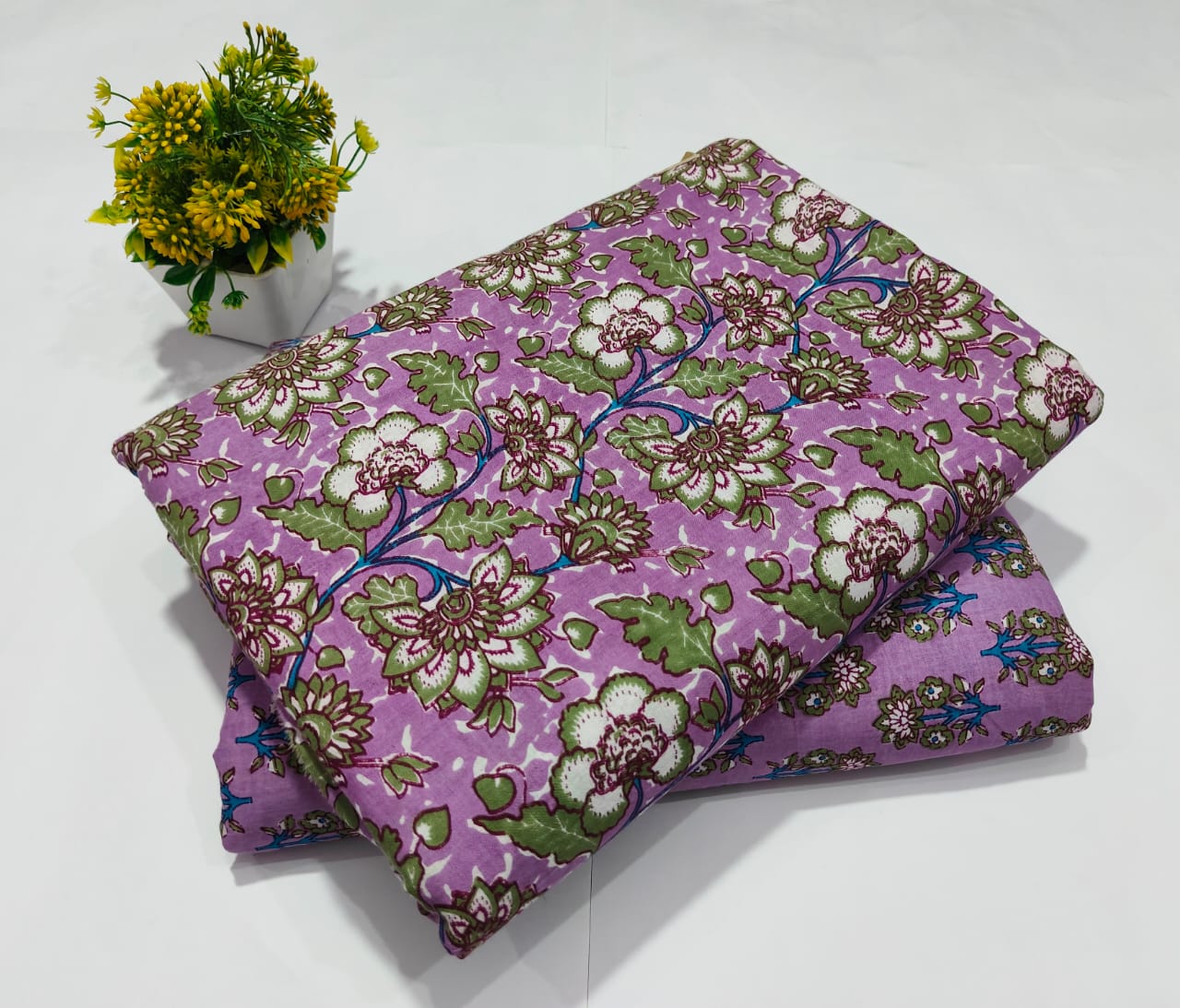 pure cotton handblock printed top bottom set (2.5 Mtr Top & 2.5 Mtr Bottom) - 97