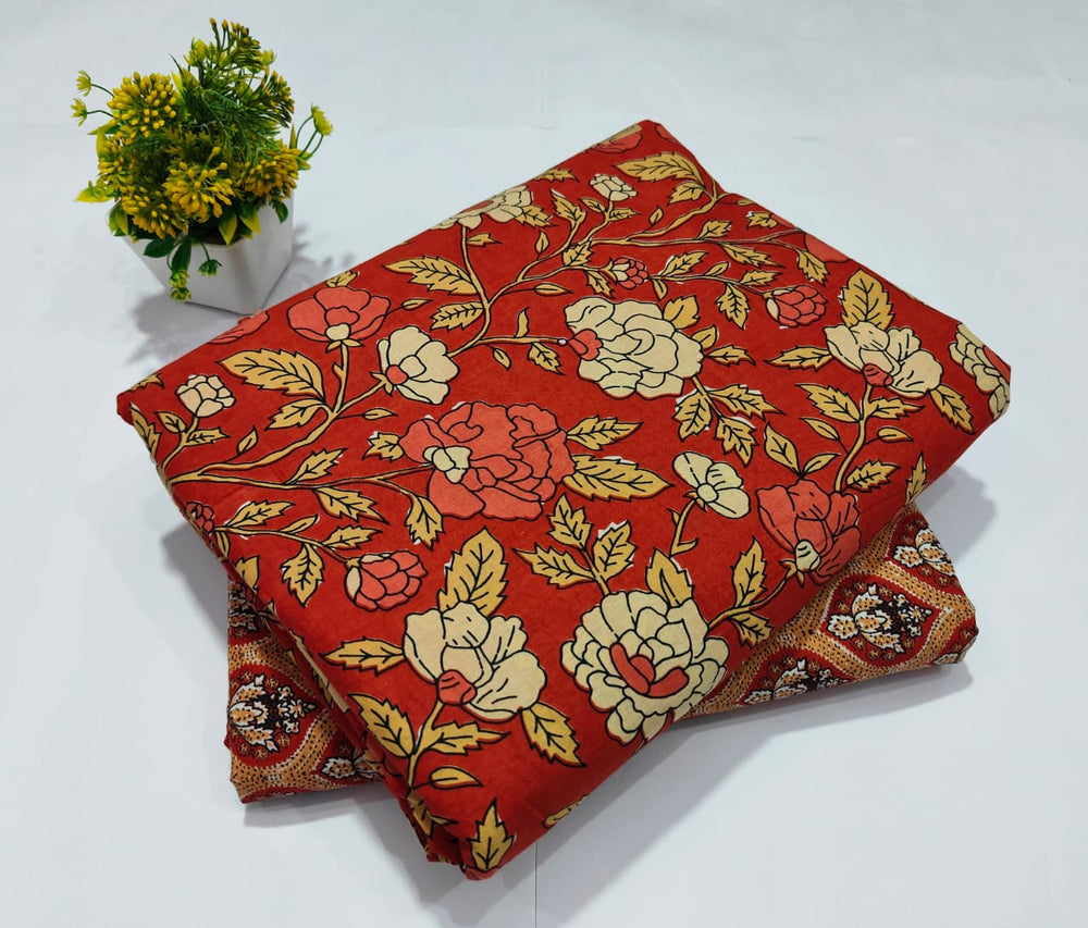 pure cotton handblock printed top bottom set (2.5 Mtr Top & 2.5 Mtr Bottom) - 83