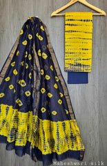 Pure Maheshwari Silk Unstitched Suit Set with Maheshwari Silk Dupatta with Zari Border ( Top, Bottom and Dupatta length 2.5 meter each) - 28