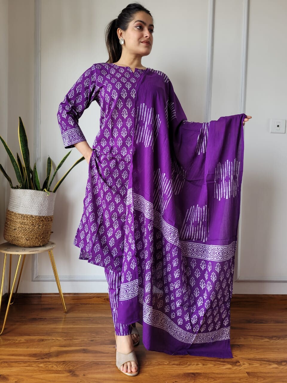 Pure Cotton Hand Block Printed Stitched Suits With Cotton Dupatta - 3