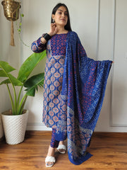 Pure Cotton Hand Block Printed Stitched Suits With Cotton Dupatta - 7