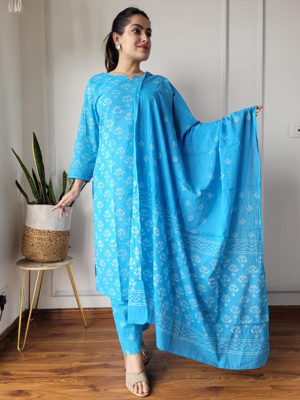 Pure Cotton Hand Block Printed Stitched Suits With Cotton Dupatta - 14