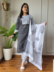 Pure Cotton Hand Block Printed Stitched Suits With Cotton Dupatta - 25