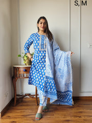 Pure Cotton Hand Block Printed Stitched Suits With Cotton Dupatta - 12