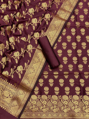 Pure Banarasi Resham Silk Chanderi Flora Double Zari Weaved Suit With Banarasi Zari Weaved Silk Dupatta - 3