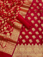 Pure Banarasi Resham Silk Chanderi Flora Double Zari Weaved Suit With Banarasi Zari Weaved Silk Dupatta - 27