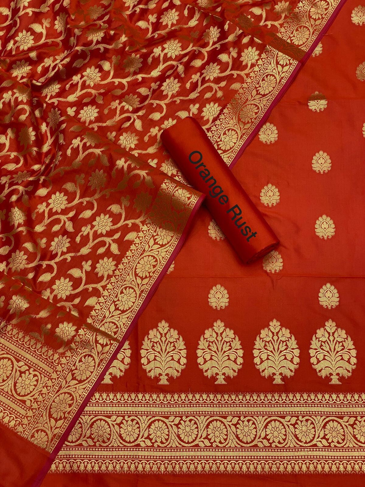 Pure Banarasi Resham Silk Chanderi Flora Double Zari Weaved Suit With Banarasi Zari Weaved Silk Dupatta - 53