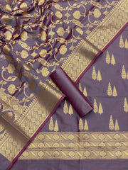 Pure Banarasi Resham Silk Chanderi Flora Double Zari Weaved Suit With Banarasi Zari Weaved Silk Dupatta - 23