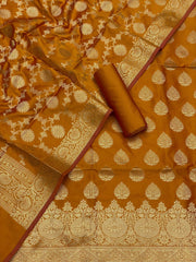 Pure Banarasi Resham Silk Chanderi Flora Double Zari Weaved Suit With Banarasi Zari Weaved Silk Dupatta - 44
